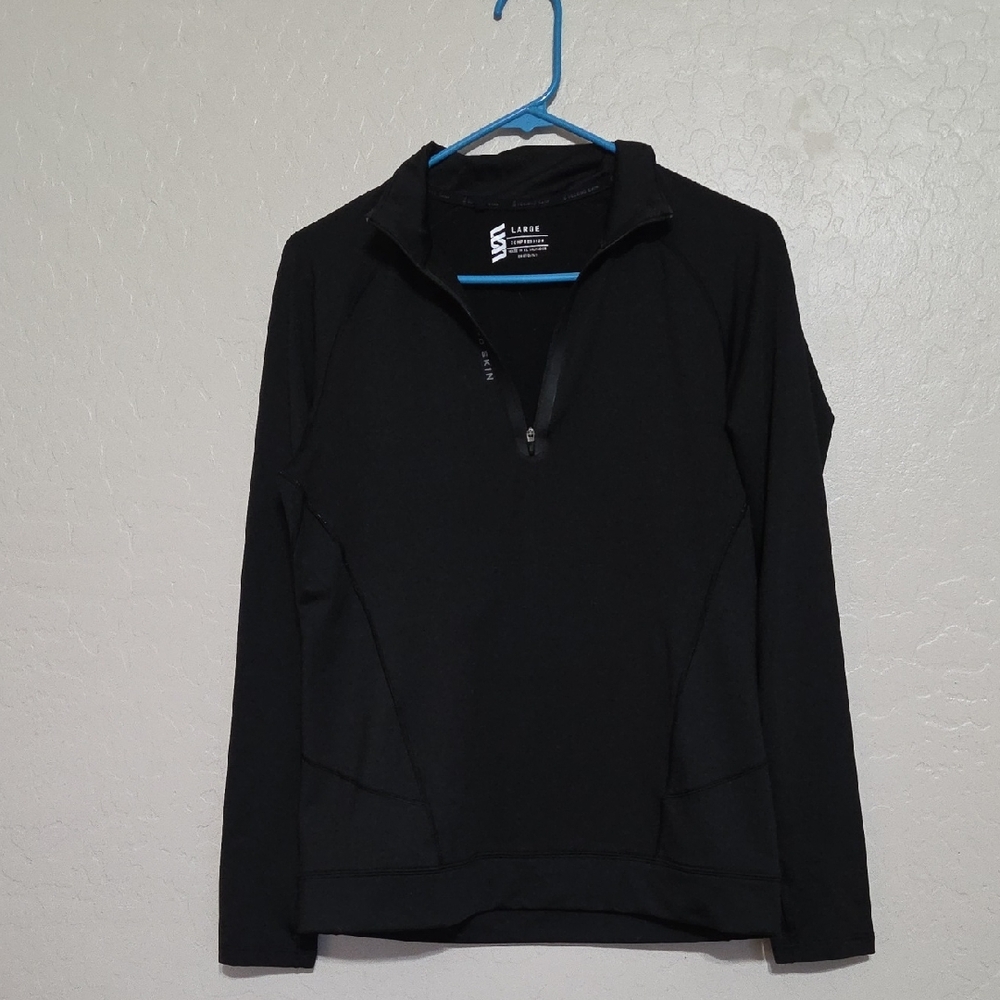 Second Skin Compression Black Long-Sleeve Half-Zip Pullover